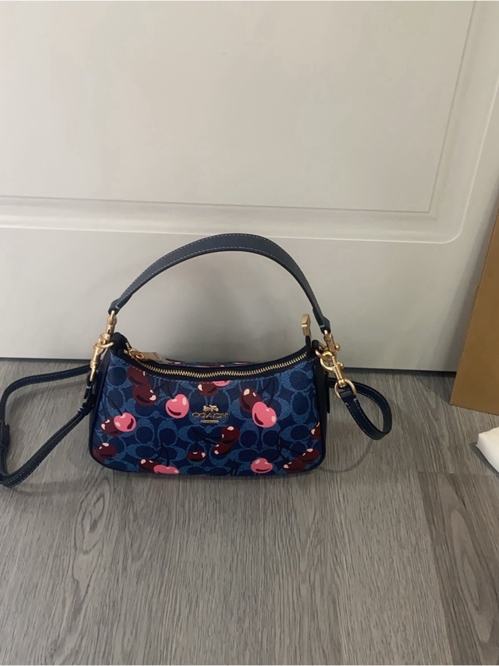 Coach Navy Signature Mini Shoulder Bag with Pink Accents - Picture 6 of 9